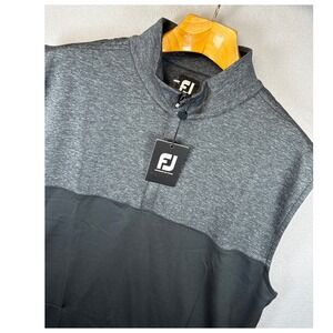 NWT FootJoy Heather Yoke 1/2 Zip Sleeveless Golf Vest Mens XL Black Gray Jogging